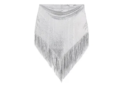 Pre-owned Rabanne Women's  H&m Metalmesh Skirt With Fringe In Silver