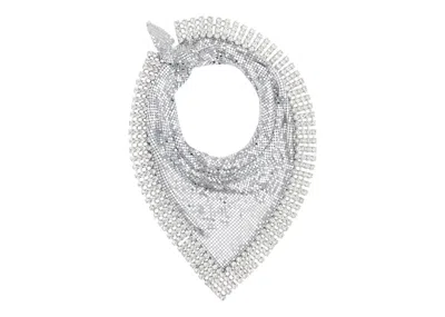 Pre-owned Rabanne Women's  H&m Metalmesh Triangle Scarf With Fringe In Silver
