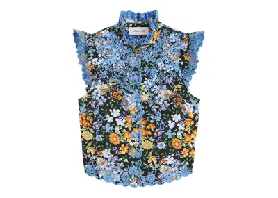 Pre-owned Rabanne Women's  H&m Patterned Poplin Top In Black
