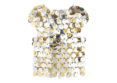 Pre-owned Rabanne Women's  H&m Sequindisc Top In Silver/gold