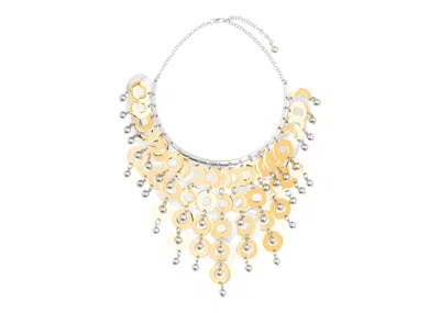 Pre-owned Rabanne Women's  H&m Short Necklace Embellished With Beaded Discs In Silver/gold