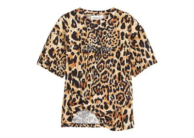 Pre-owned Rabanne Women's  H&m Twistdetail T-shirt In Leopard/print