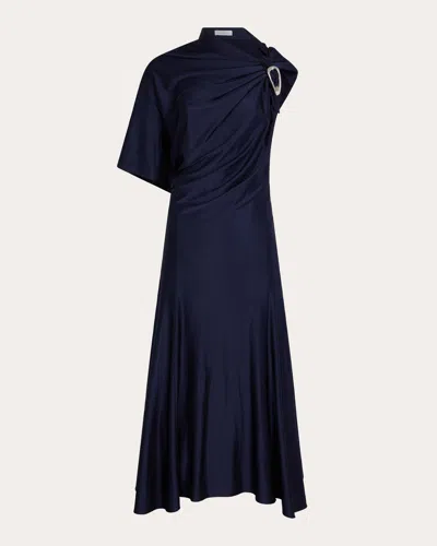 RABANNE WOMEN'S RUCHED SATIN BUCKLE ASYMMETRIC DRESS
