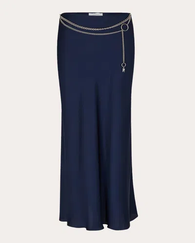 RABANNE WOMEN'S SATIN CHAIN MIDI SLIP SKIRT