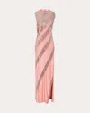 Rabanne Women's Satin Chainmail Fringe Bias-cut Maxi Dress