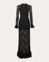 Rabanne Women's Ruffled Satin And Lace Midi Dress In Black