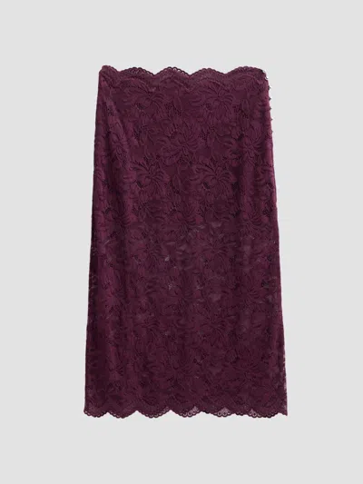 Rabanne Women's Scalloped Lace Midi Skirt In Burgundy