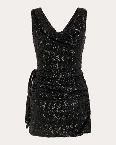 Rabanne Women's Sequin Drape Mini Dress In Black