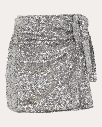 Rabanne Women's Sequin Drape Mini Skirt In Silver