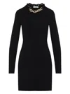 Rabanne Womens Chain-embellished Stretch-cotton Mini Dress Black In Black