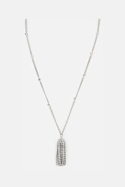 Rabanne Silver Crystal Pendant Necklace In Metallic