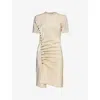 Rabanne Asymmetric Ruched Metallic Crepe Mini Dress In Silver / Gold