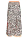 Rabanne Sequin Skirt Contrast Waistband Side Slit In Silver