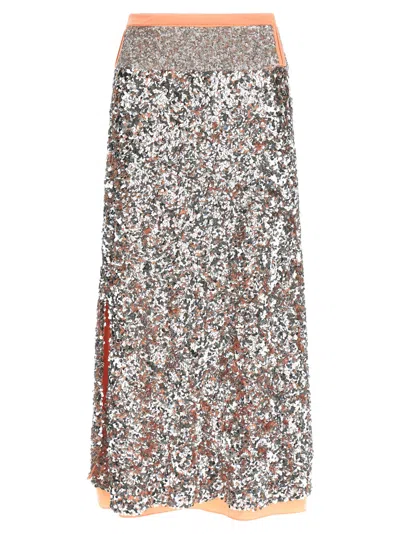 RABANNE WOMEN SILVER SEQUIN SKIRT, 28 LUXURY SKIRTS FOR WOMEN DARVEYS