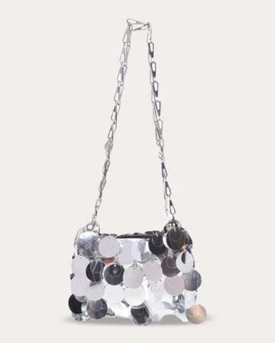 Rabanne Women's Silver Sparkle Discs Nano Bag Polyester