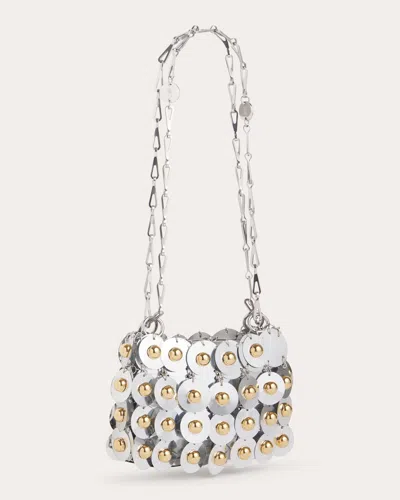 Rabanne Women's Silver Studded Sparkle Discs Handbag In Burgundy