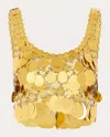Rabanne Sequinned Cropped Top In Gold