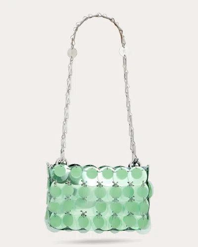 Rabanne Women's Sparkle Nano Paillette Shoulder Bag In Aqua Green/silver