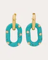 Rabanne Xl Link Earrings In Gold/turquoise