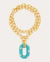 Rabanne Chunky Chain Pendant Necklace In Gold/turquoise