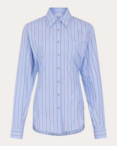 RABANNE WOMEN'S STRIPED COTTON TIE-BACK BUTTON-UP TOP