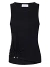 Rabanne Embellished Gathered Ribbed Stretch-cotton Jersey Tank In Black