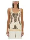 Rabanne Second Skin Top With Circular Embellishments In Silver