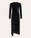Rabanne Embellished Ruched Velvet Midi Dress In Black