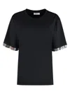 Rabanne Black T-shirt With Sequins On Bottom Sleeve In Black
