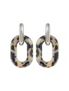 Rabanne Xl Link Patterned Earrings In Brown