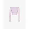 Rabanne Lavender Lace-effect Top With Boat Neckline In French Lavander