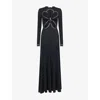 Rabanne Womens Black Embellishmed Cut-out Stretch-woven Maxi Gown In Black