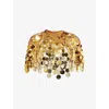Rabanne Womens Gold Degrade Sparkle Discs Woven Cropped Top
