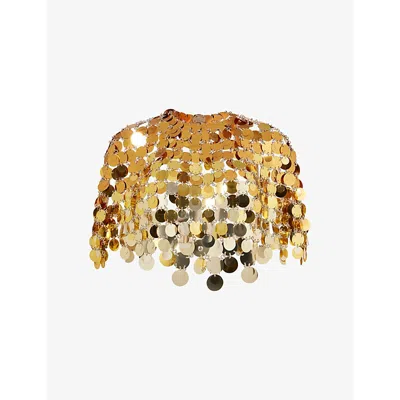 Rabanne Womens Gold Degrade Sparkle Discs Woven Cropped Top