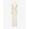 Rabanne Floral Lace Mock Neck Maxi Dress In Ivory
