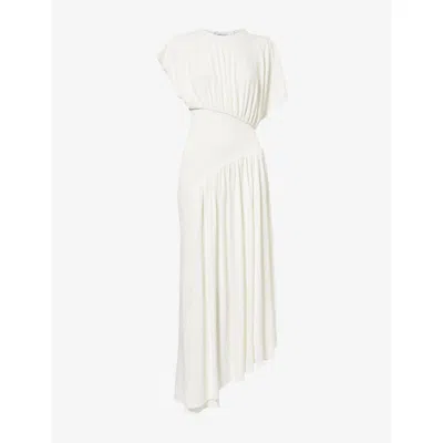 Rabanne Womens  Draped Cinch-waist Woven Midi Dress In White