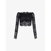Rabanne Black Crop Top In Lace Black In Black