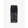 Rabanne Floral Lace Ruffle-hem Midi Skirt In Black
