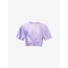 Rabanne Cropped T-shirt With Piercing Detail In Lavender