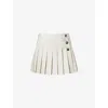 Rabanne Womens Box-pleat Button-front Cotton And Wool-blend Mini Skirt Mix Grey