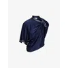 Rabanne Womens Buckle-embellished Shawl Satin Top Deep Navy In Deep Navy