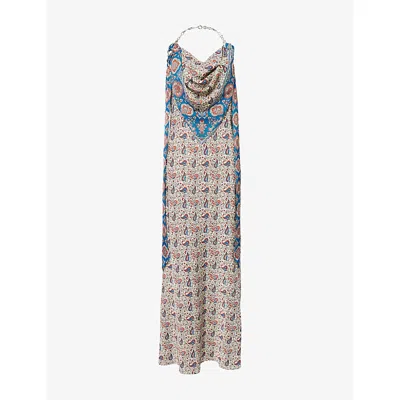Rabanne Womens Bandana Paisley Chain Draped Woven Maxi Dress In Neutral