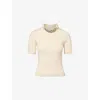 Rabanne Womens Cream Chain-embellished Short-sleeve Stretch-cotton Top In Cream