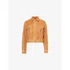 Rabanne Womens New Caramel Flap-pocket Regular-fit Suede Jacket In New Caramel