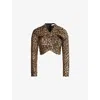 Rabanne Metallic Jacquard Twisted Crop Top In Tiger Lurex / Gold / Cam