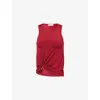 Rabanne Womens Ruby Red Ring Ruched Stretch-jersey Top