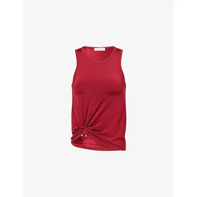Rabanne Womens Ruby Red Ring Ruched Stretch-jersey Top