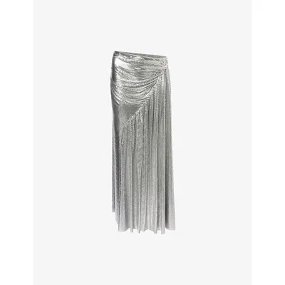 Rabanne Mesh Midi Skirt In Silver