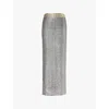 Rabanne Midi Skirt With Scalloped Waistline And Metallic Lace Fabric In Silver