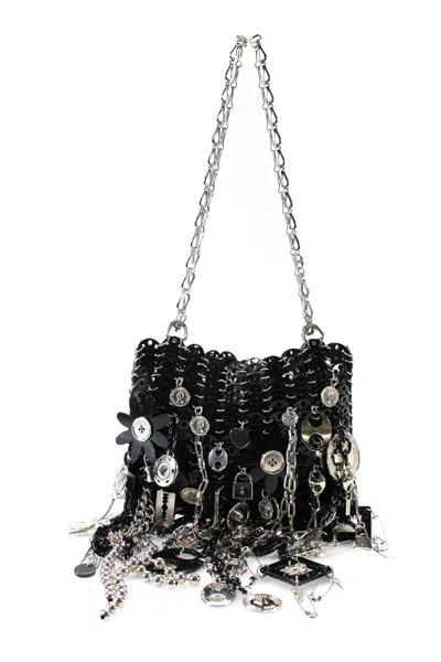 Rabanne Womens Silver Tone Black Iconic 1969 Chain Handbag